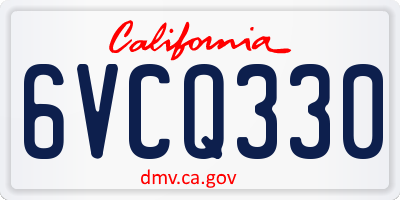 CA license plate 6VCQ330