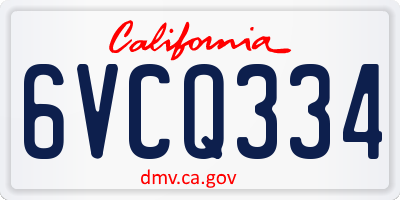 CA license plate 6VCQ334