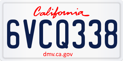 CA license plate 6VCQ338