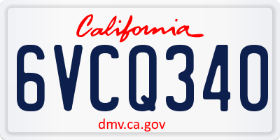 CA license plate 6VCQ340