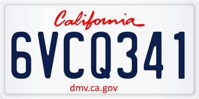 CA license plate 6VCQ341