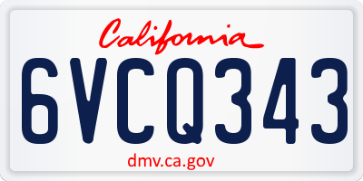 CA license plate 6VCQ343