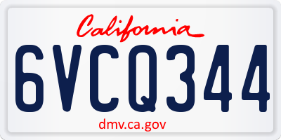CA license plate 6VCQ344