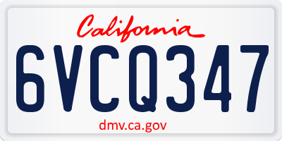 CA license plate 6VCQ347