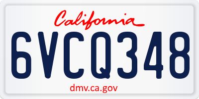 CA license plate 6VCQ348