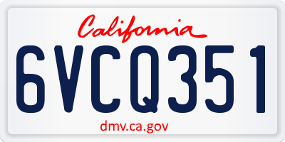 CA license plate 6VCQ351