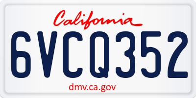 CA license plate 6VCQ352
