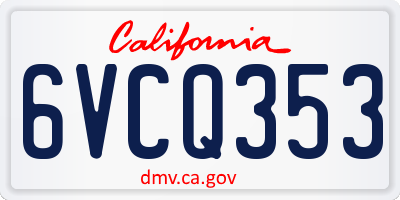 CA license plate 6VCQ353