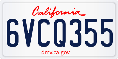 CA license plate 6VCQ355