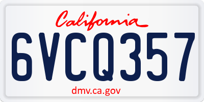 CA license plate 6VCQ357