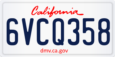 CA license plate 6VCQ358