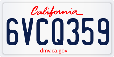 CA license plate 6VCQ359