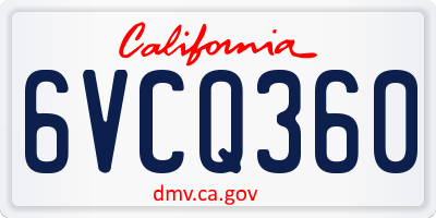 CA license plate 6VCQ360