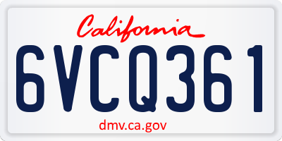 CA license plate 6VCQ361