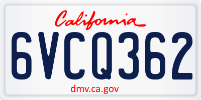 CA license plate 6VCQ362