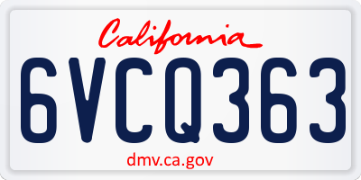 CA license plate 6VCQ363