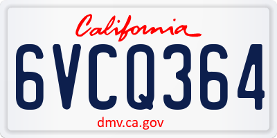 CA license plate 6VCQ364
