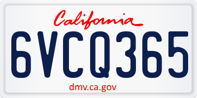 CA license plate 6VCQ365