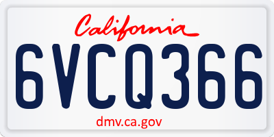 CA license plate 6VCQ366