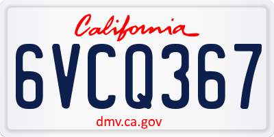 CA license plate 6VCQ367