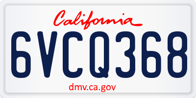 CA license plate 6VCQ368