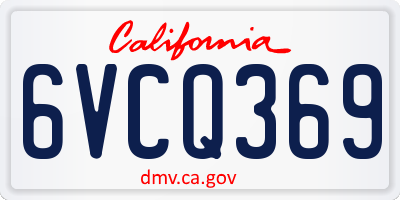 CA license plate 6VCQ369