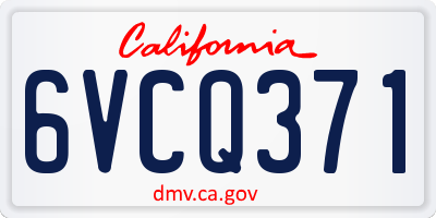CA license plate 6VCQ371