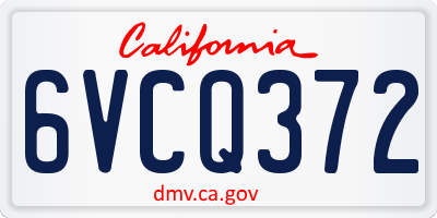 CA license plate 6VCQ372