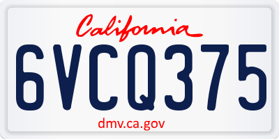CA license plate 6VCQ375