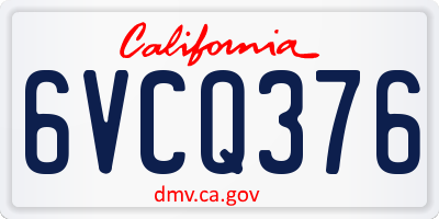 CA license plate 6VCQ376