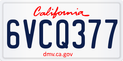 CA license plate 6VCQ377
