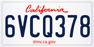 CA license plate 6VCQ378