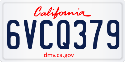 CA license plate 6VCQ379