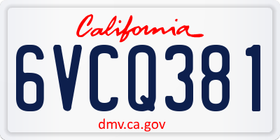 CA license plate 6VCQ381