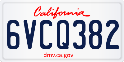 CA license plate 6VCQ382