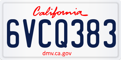 CA license plate 6VCQ383