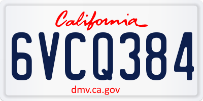 CA license plate 6VCQ384