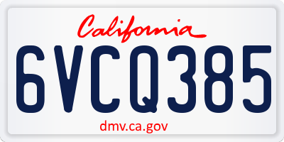CA license plate 6VCQ385