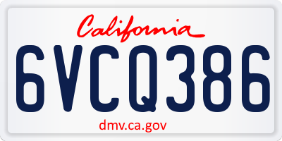 CA license plate 6VCQ386