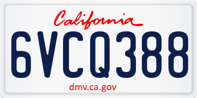 CA license plate 6VCQ388