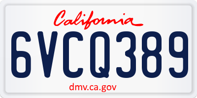 CA license plate 6VCQ389