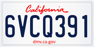 CA license plate 6VCQ391
