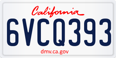 CA license plate 6VCQ393