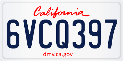 CA license plate 6VCQ397