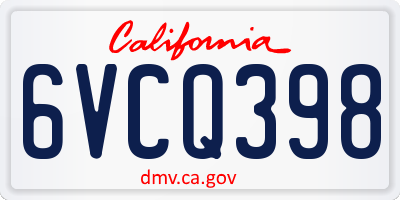 CA license plate 6VCQ398