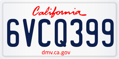 CA license plate 6VCQ399