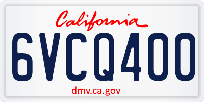 CA license plate 6VCQ400