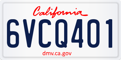 CA license plate 6VCQ401