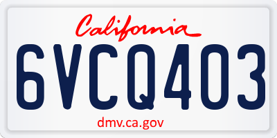 CA license plate 6VCQ403