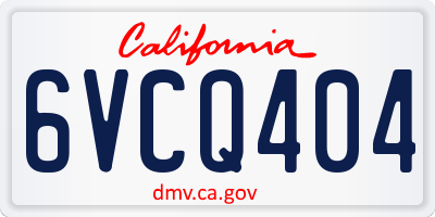 CA license plate 6VCQ404